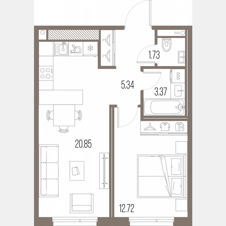 1-к. квартира, 44 м², 7/10 эт.