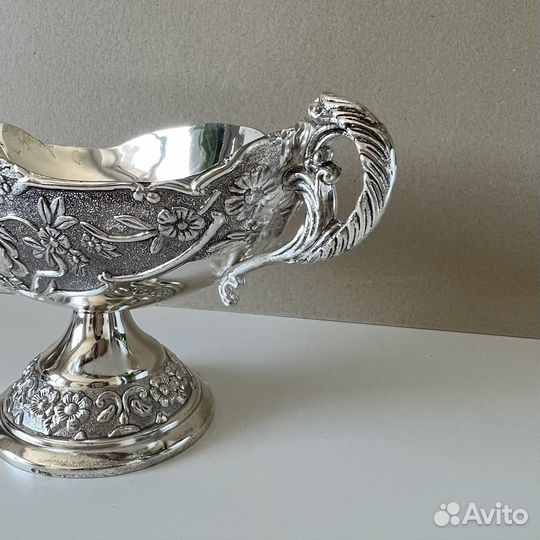 Ваза / фруктовница металлическая никелированная