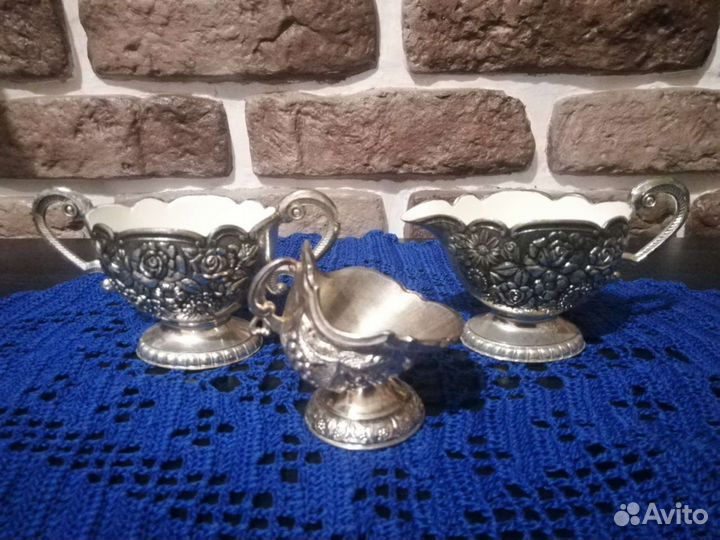 Старинные сахарница, молочник, солонка. Англия