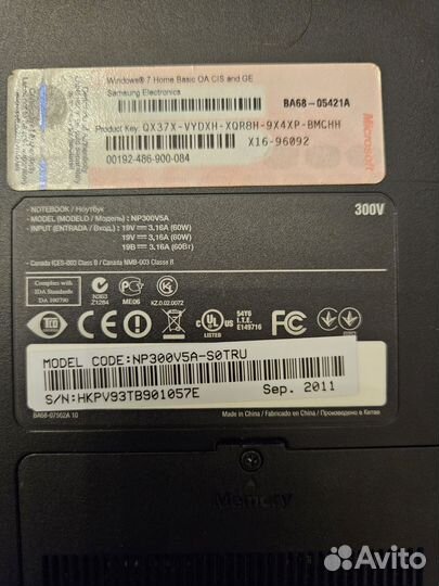 Ноутбук samsung NP300V5A
