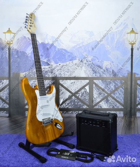 Электрогитара и комбик 10W (новые) + аксессуары