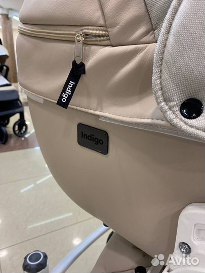 Коляска 2в1 Indigo porto po 03 беж кожа+беж лен