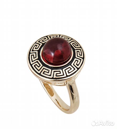 Комплект серьги с кольцом (латунь, янтарь) A2187774