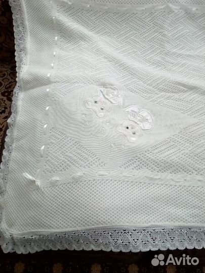 Плед ажурный. белый 115 на 0.95