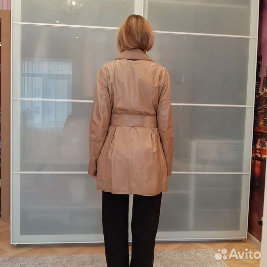 Кожаный плащ тренч