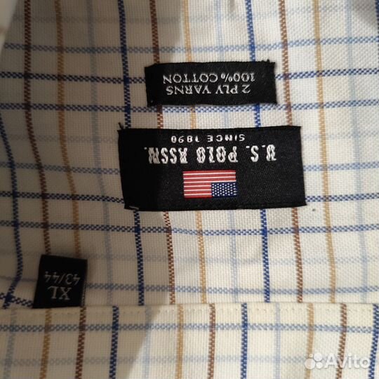 Рубашка U.S. polo assn XL белая в клетку