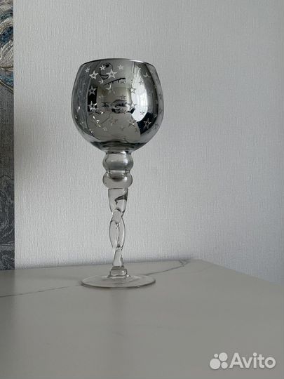 Подсвечник бокал серебряный ваза интерьерная
