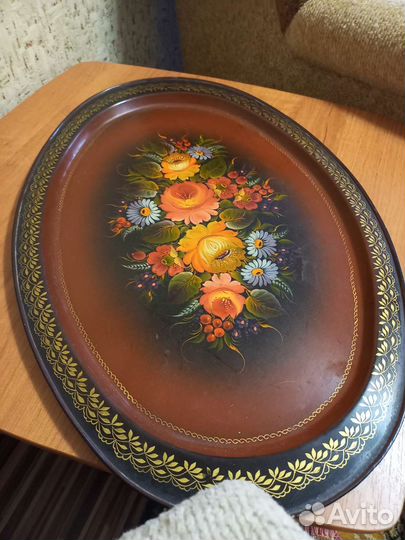 Поднос длинная 60 ширина40 ручная роспись