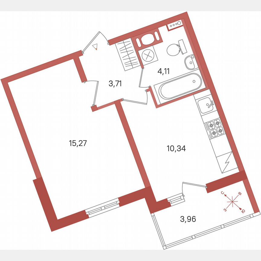 1-к. квартира, 35,4 м², 6/11 эт.