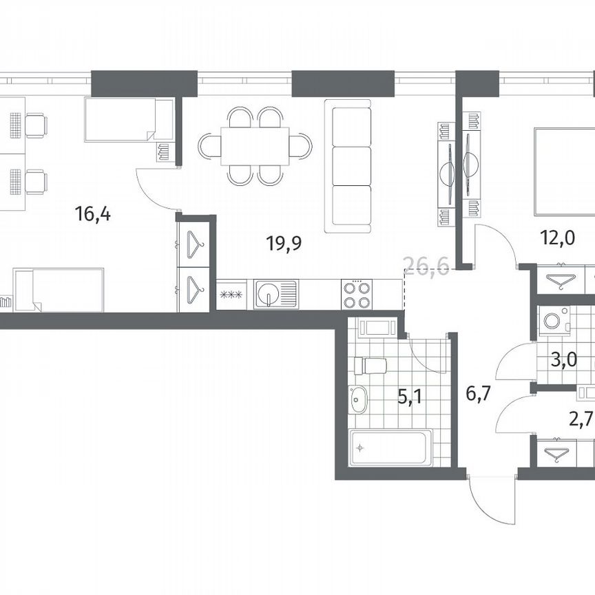 2-к. квартира, 65,8 м², 11/12 эт.