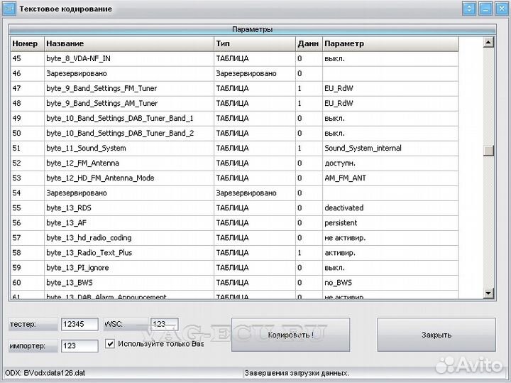 Кодирование, программирование VAG