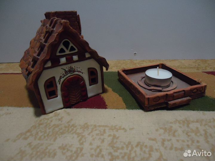 Подсвечник домик керамика Финляндия