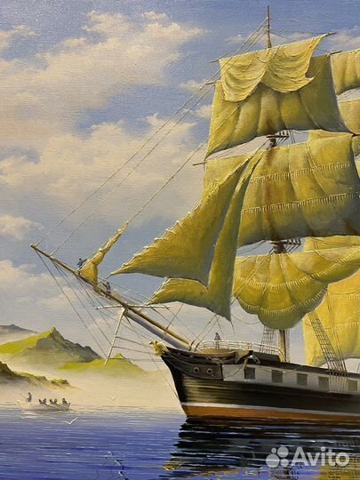 Картина маслом на холсте«Корвет Калипсо»80x60