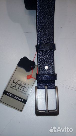 Ремень кожанный мужской Corsa Como синего цвета