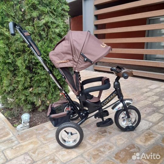 Трехколесный велосипед с ручкой цвет коричневый