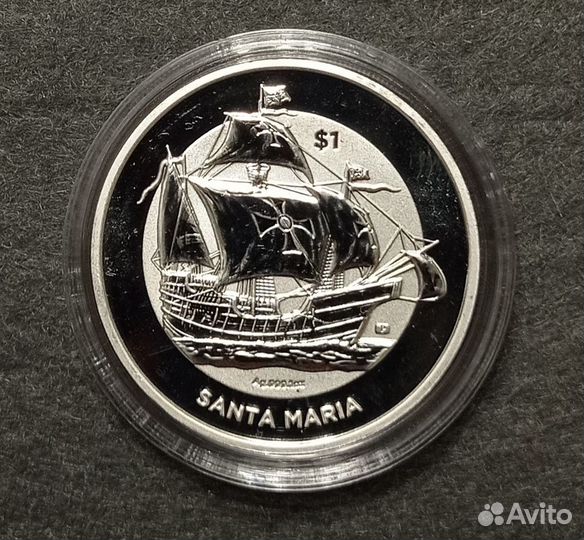 Вирджинские о-ва 2022 Парусник Санта Мария Серебро