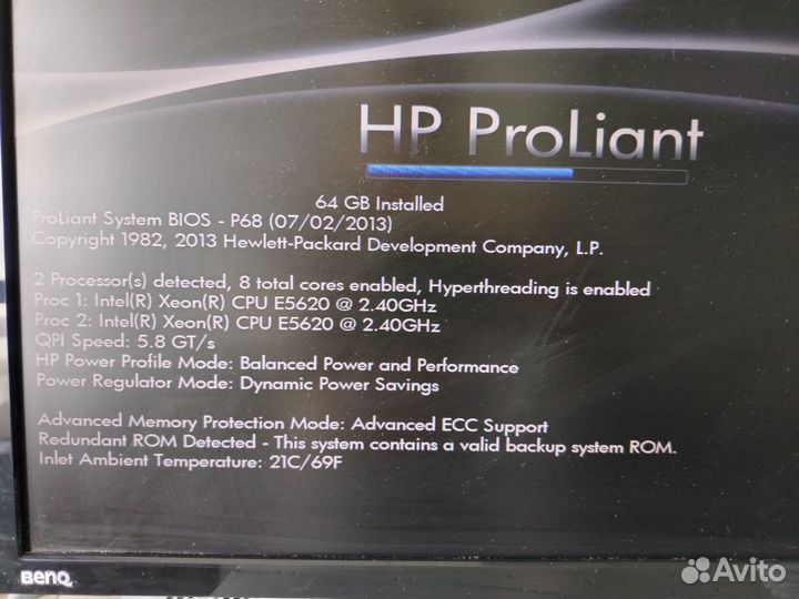 Сервер HP DL360G7 2X Xeon E5620/64Gb/4x146+1x300Gb