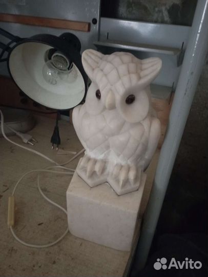 Сова светильник из мрамора