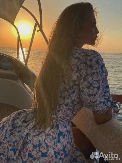 Платье Zara летнее хлопок короткое в цветочек