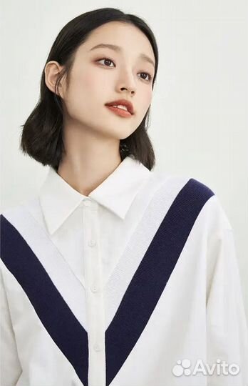 Байковая рубашка с трикотажными вставами