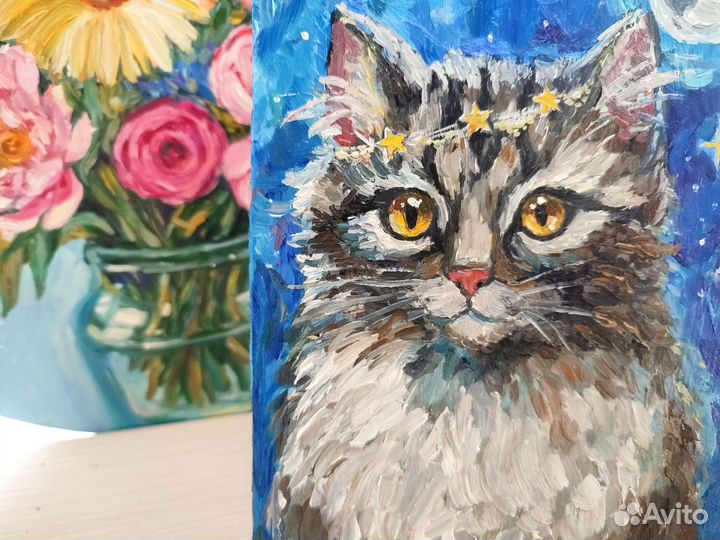 Картина маслом Портрет Котика в космосе