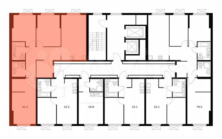 3-к. квартира, 91,4 м², 15/16 эт.