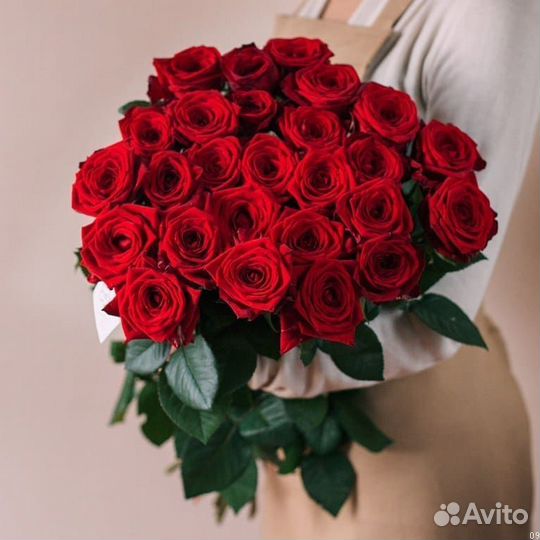 Букет красных роз. 25 роз