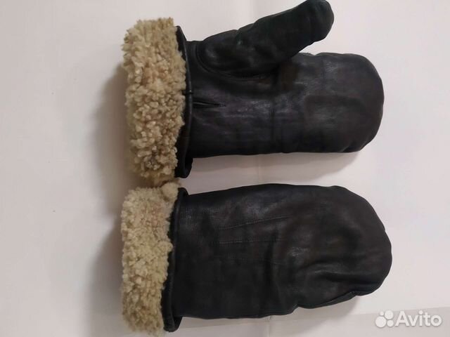 Рукавицы меховые кожаные, б/у