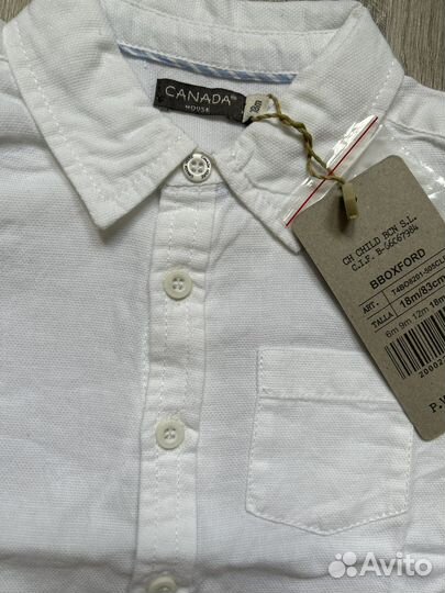 Рубашка белая на мальчика 6 мес и 18 мес