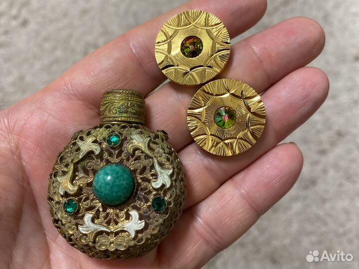 Винтажные запонки и флакон чехословакия