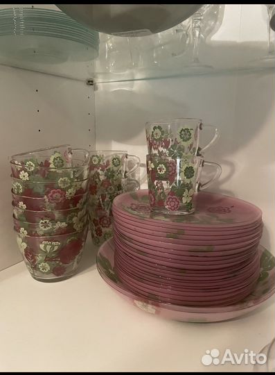 Икеа посуда розовая фэргклар