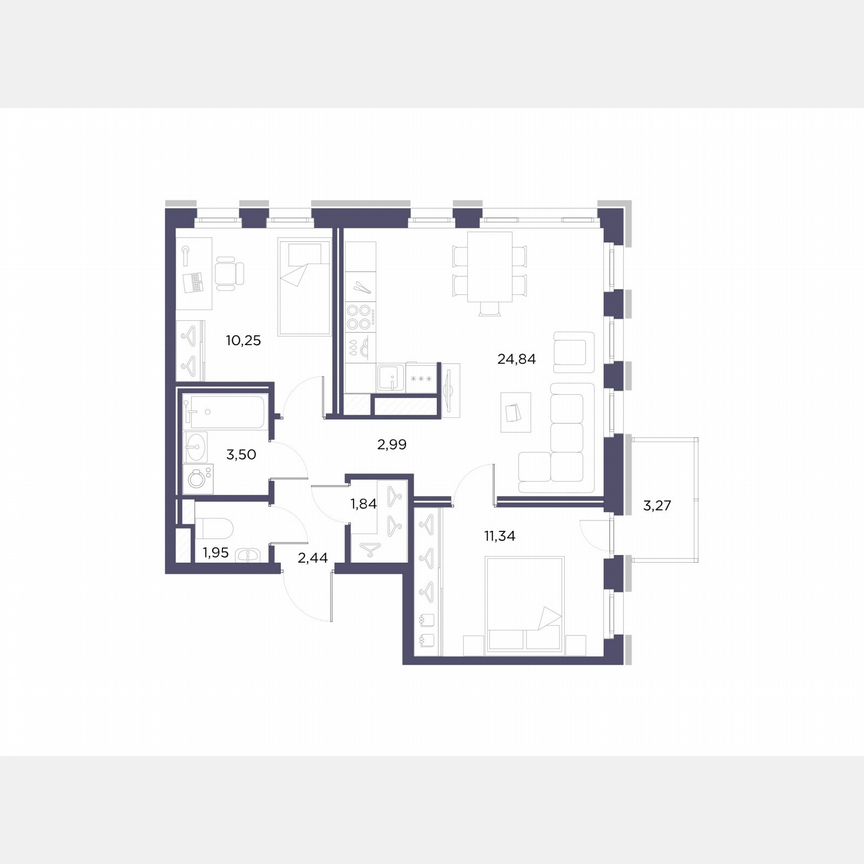 2-к. квартира, 59,2 м², 2/10 эт.