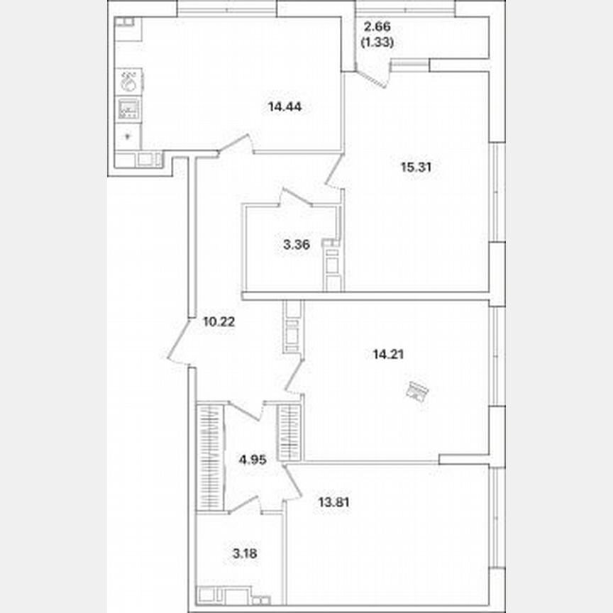 3-к. квартира, 80,8 м², 12/12 эт.