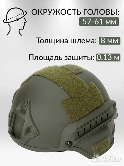 Шлем тактический военный из свмпэ класс защиты бр1