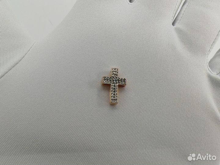 Золотой Крест 585 пробы с бриллиантами. Рассрочка