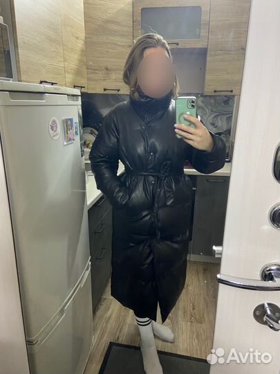 Пуховик кожаный натуральный