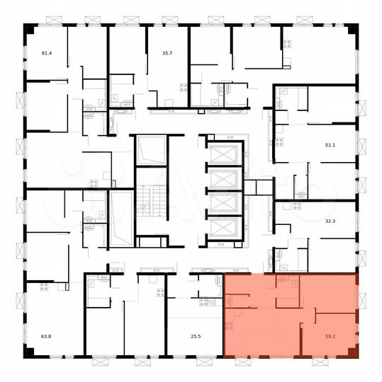 2-к. квартира, 59,2 м², 25/33 эт.