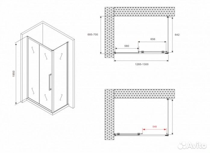 Душевой уголок Abber Schwarzer Diamant AG30130BH-S70B 130x70