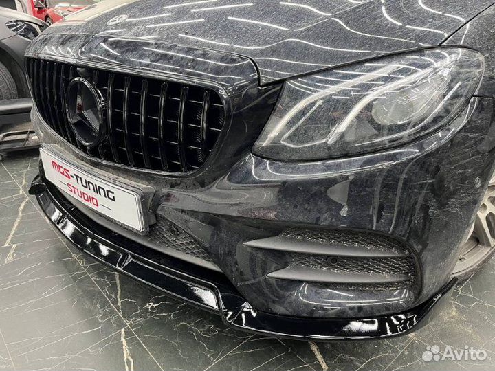 Решетка+ губа переднего бампера E-class W213 16-20