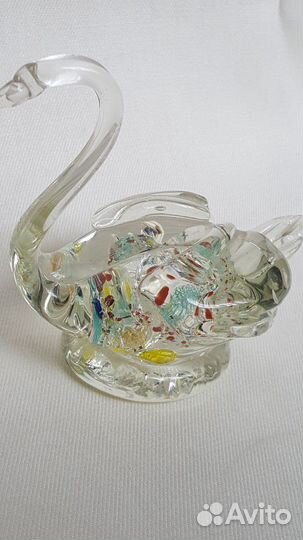 Фигурки лебедя цветное стекло СССР