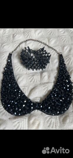 Воротнички накладные из бусин, браслет