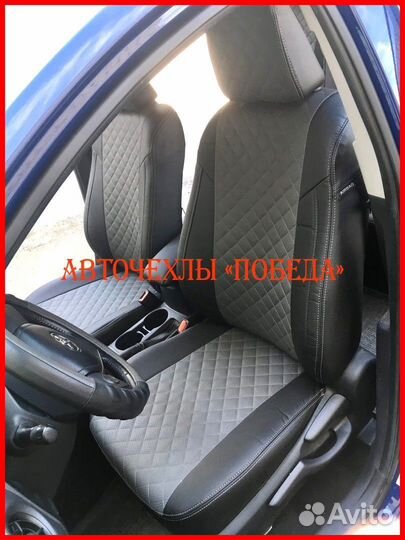 Чехлы Toyota Corolla 11 из экокожи чёрно-серые Ром