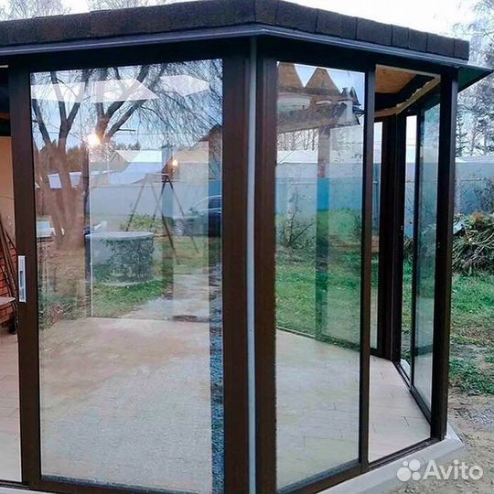 Раздвижные окна на веранду беседку террасу