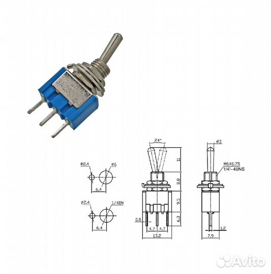 1 шт Микротумблер MTS-103-A2 on-off-on