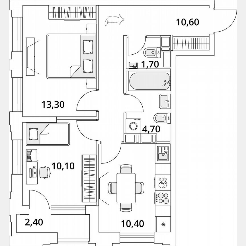 2-к. квартира, 33,2 м², 11/13 эт.