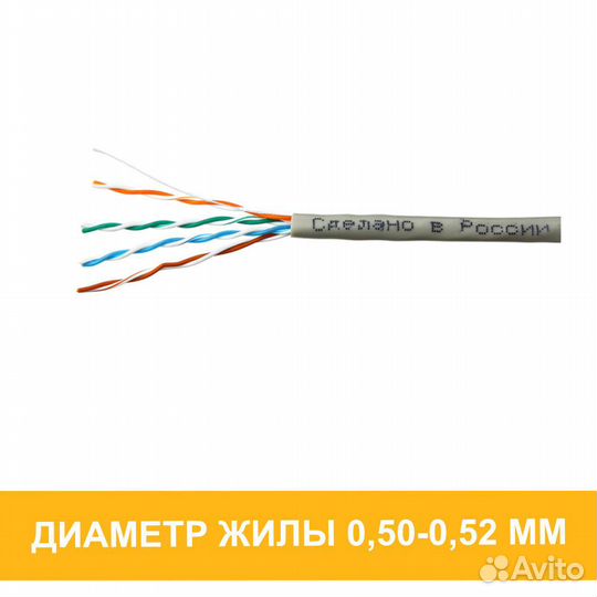 Кабель витая пара UTP, 4 пары, Кат. 5е, медь, внут