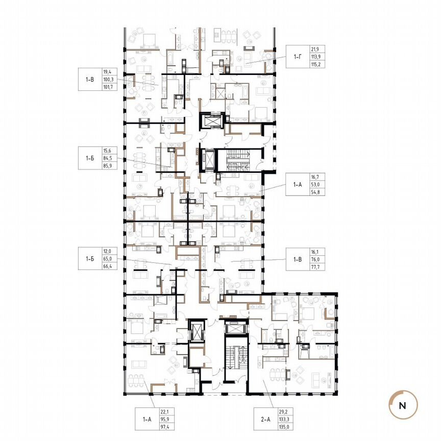 1-к. апартаменты, 85,9 м², 17/17 эт.