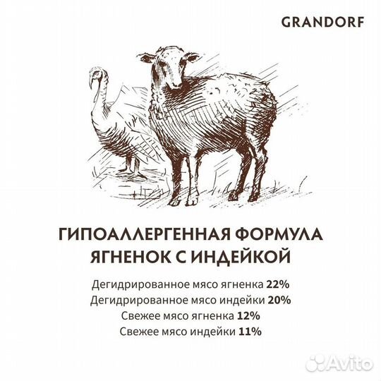 Корм д/кошек Grandoorf indoor ягненок с инд. 2кг