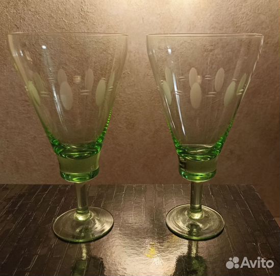 Фужеры ваза салатник стаканы зелёное стекло СССР