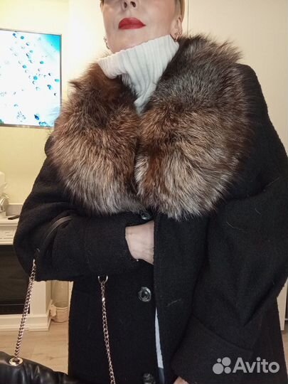Пальто с мехом из песца винтажное